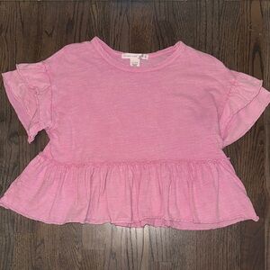 Altar'd State Pink Ruffle Short sleeve
